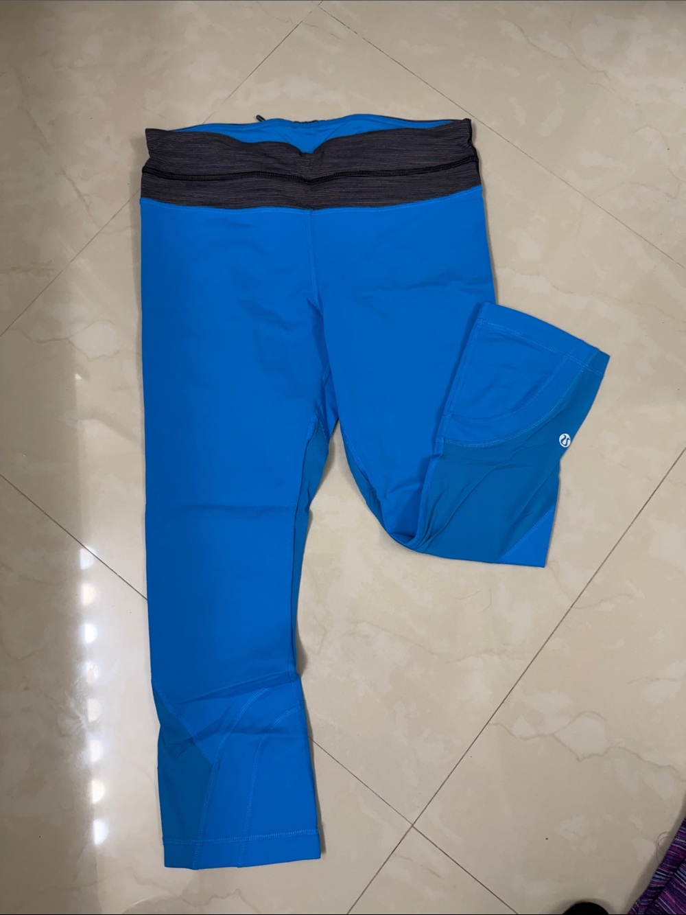 lululemon athletica Blue Leggings with Black Waistband